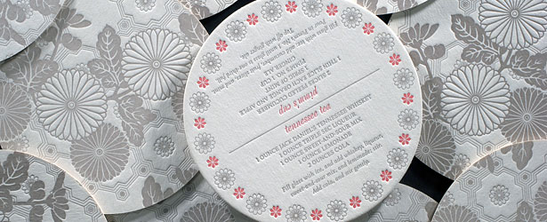 letterpress coasters with recipes